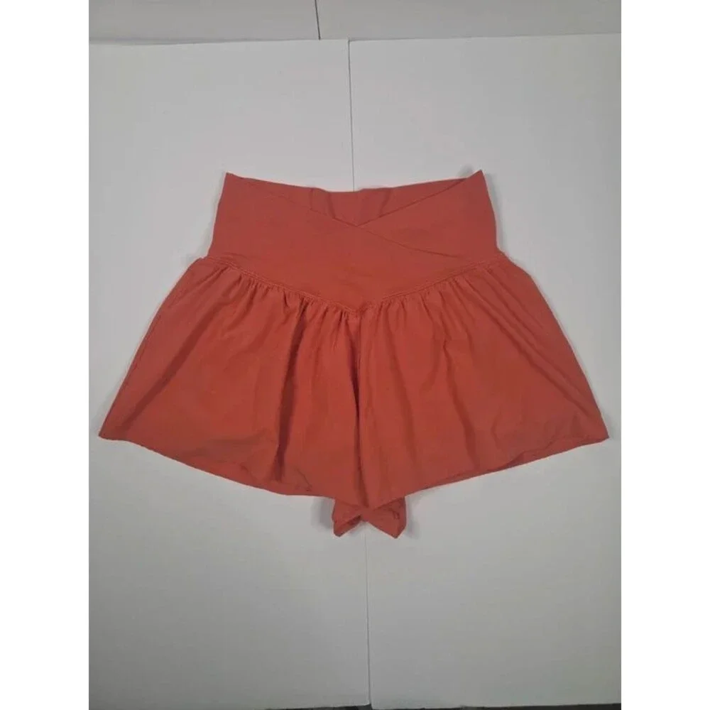 Offline Aerie Crossover Flowy Shorts Coral Orange Medium
